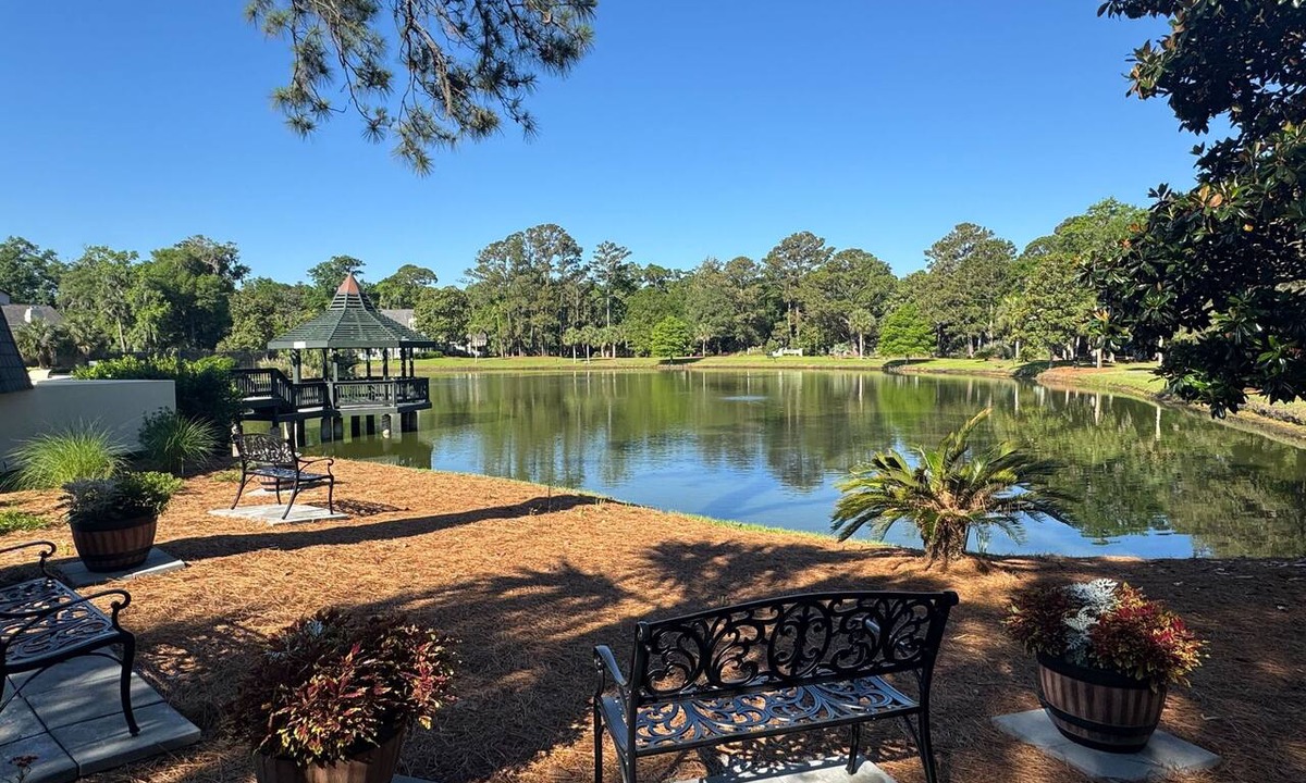 Shipyard Plantation Condo | 147 Evian - Lagoon & Golf Course View, Pool/Tennis