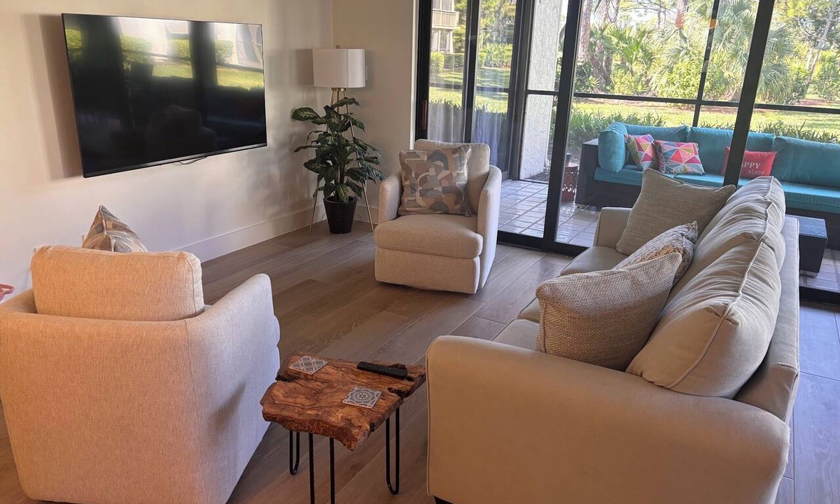 Bonita Bay Condo | Beach access, newly renovated living room and bedrooms, and all new furniture.
