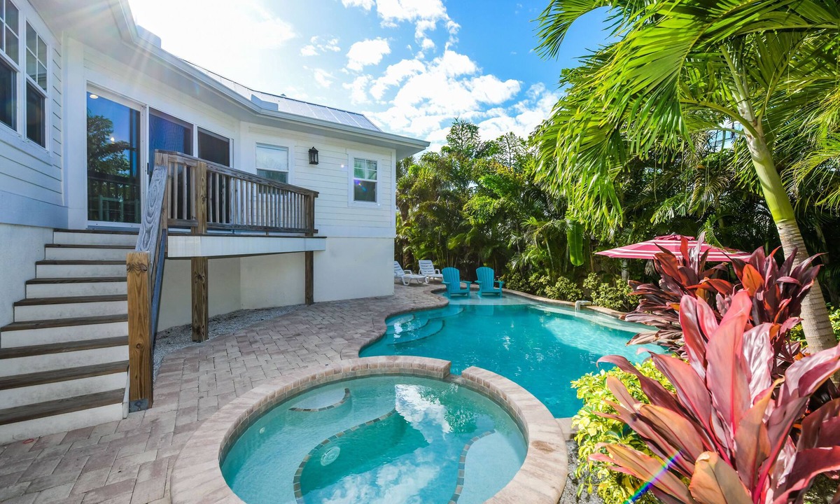 Holmes Beach House | Beach Time AMI! Pet Friendly Home with Pool, Hot Tub and Walk to Beach