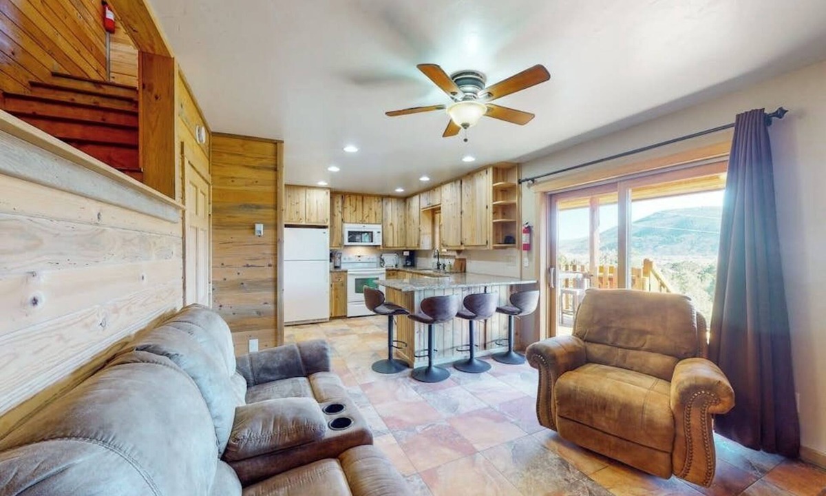 Alpine Village Cabin | Beautiful mountain-view cabin with covered deck, grill, fireplace & washer/dryer