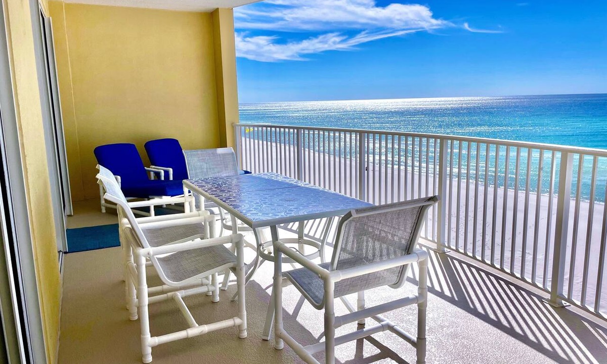 West Panama City Beach Condo | Beautiful Views From Large 6th Floor Balcony at Emerald Isle Resort