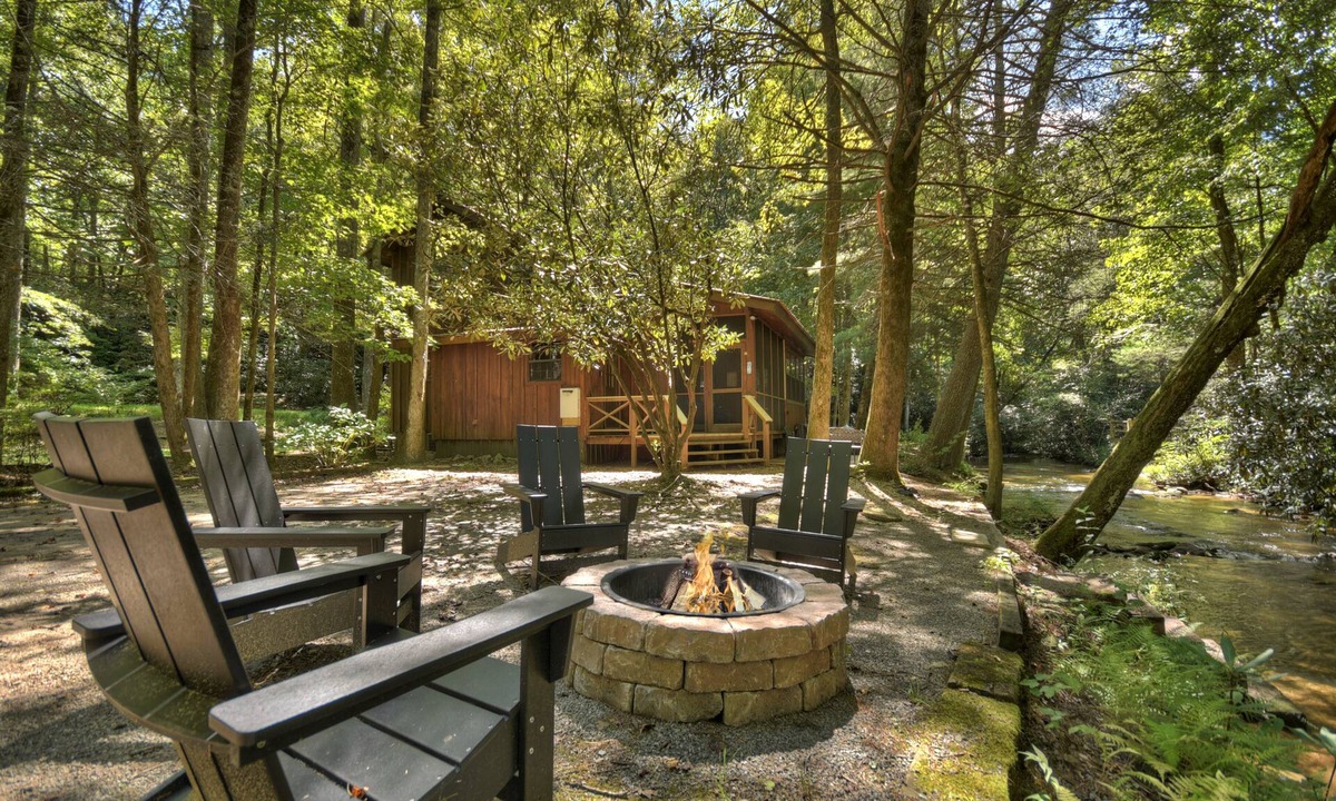 Ellijay Cabin | Keeping it Reel -Your pet-friendly creekfront haven, complete with hot tub, firepit, pool table, WiFi, and superb fishing