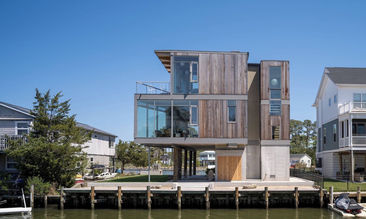 Ocean View House | New Modernist Waterfront Home, Private Dock, Sleeps 10, Near Bethany Beach