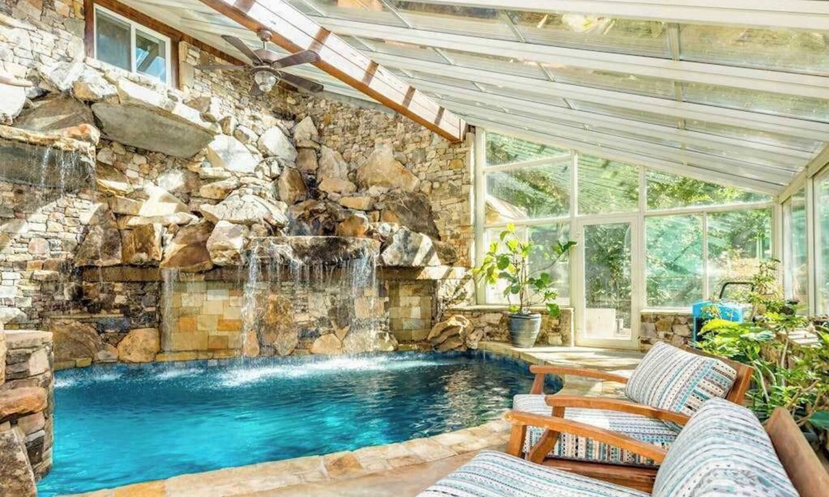 Rutherfordton House | Riverside opulence with game room, private heated pool, hot tub & firepit