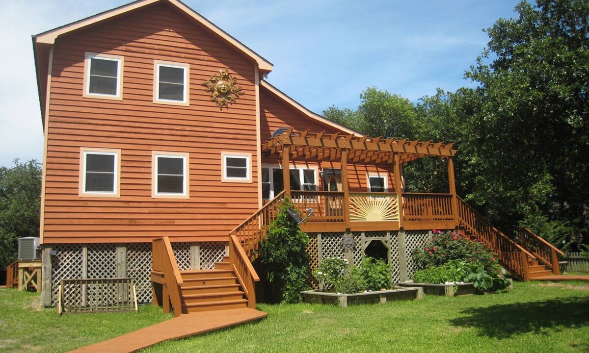 Ocracoke House | Sun-Inspired: Pet friendly, saltwater pool, large yard, screened porch.