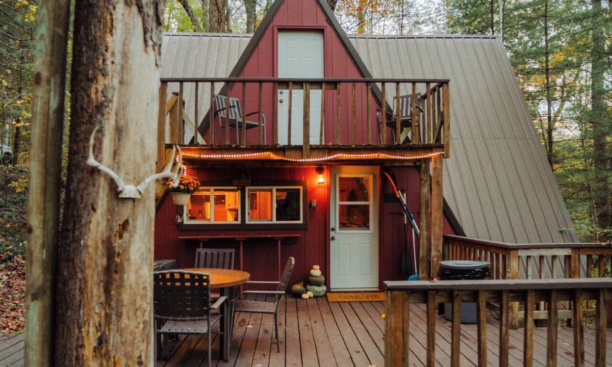 Rockbridge Cabin | Waterfront A- Frame With Dock, Canoe + Kayaks
