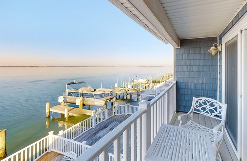 Ocean City House | Central bayfront townhouse in with beautiful decks, sunset views, AC & fireplace