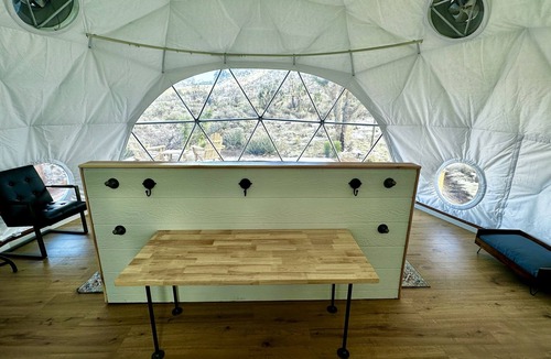 Dolan Springs Cabin | Enchanting Geodesic Dome with Mountain Views and natural desert surroundings.