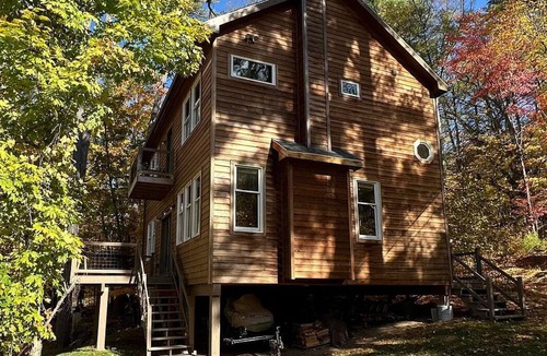Putnam Station House | New home steps from Lake George with lake views, swimming access and boat slip