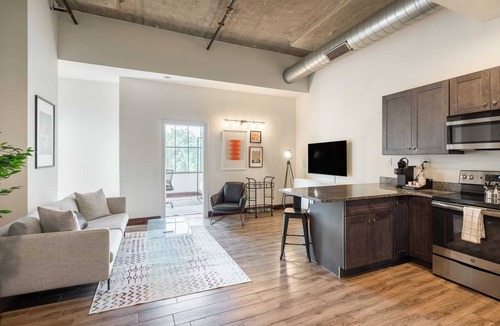 West Poplar Apartment | Sosuite | 2BR Apt w Balcony, W/D, Gym, On-Site Bar