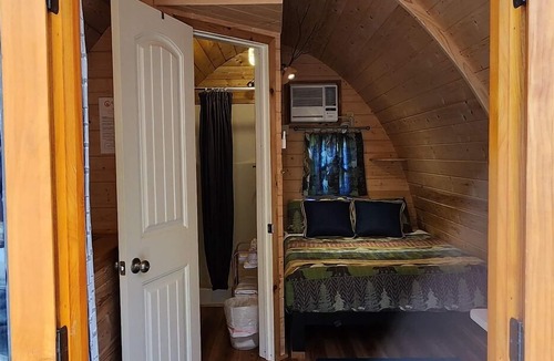 Mill Spring Apartment | Two person Pod on the creek, Dog Friendly, Deck, private firepit, full bathroom, Sleeps 2.