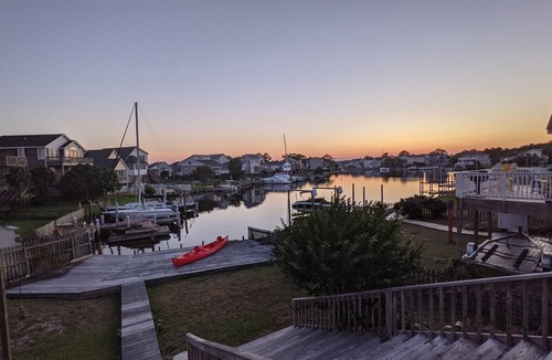 Colington Harbour House | Waterfront A Frame Cottage Stunning Sunsets Family Fun