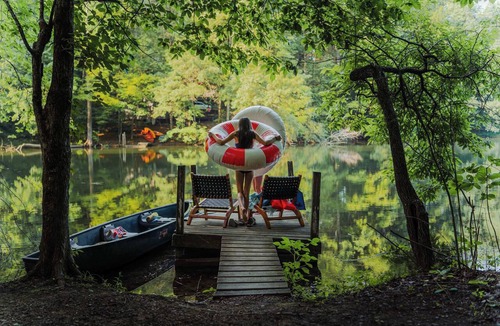 Rockbridge Cabin | Waterfront A- Frame With Dock, Canoe + Kayaks