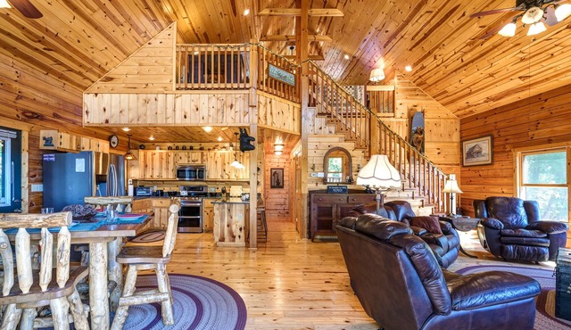 Airy mountain cabin with long range views