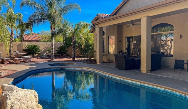 Classic, dog-friendly home with landscaped backyard, private pool & spa