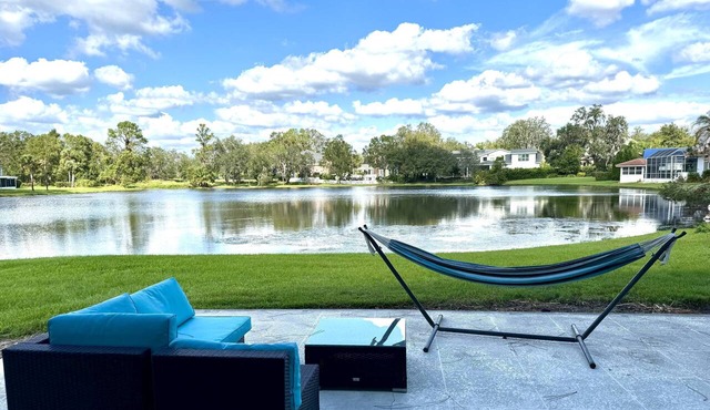 Lakeview Townhome Retreat | Workspaces & Patio | Optional Saddlebrook Resort Amenities
