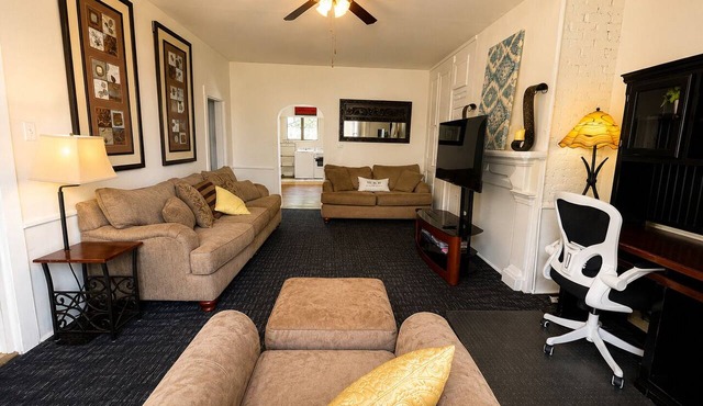 Large Furnished Apartment with Workspace & Laundry