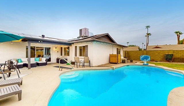 Relax Poolside at Spacious Mesa Home with Grill, & Central AC - Prime Location