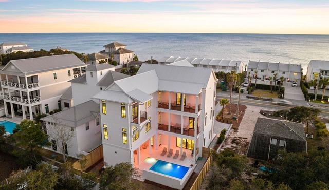 Sleeps 22! Private Pool, LSV/Golf Cart, & GULF VIEWS! Steps to Beach!