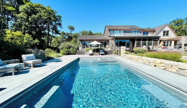 Stunning Compound Steps to Katama Bay, Heated Pool, Dock, Sauna,& More
