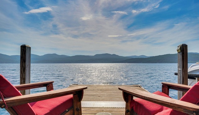 Waterfront Lake George Lodge w/Boat Dock & Deck!