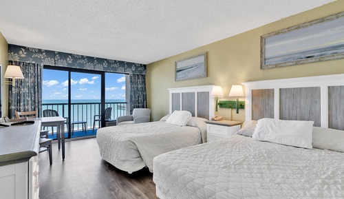 Oceanfront Guest Room with Two Queen Beds, Balcony and Kitchen